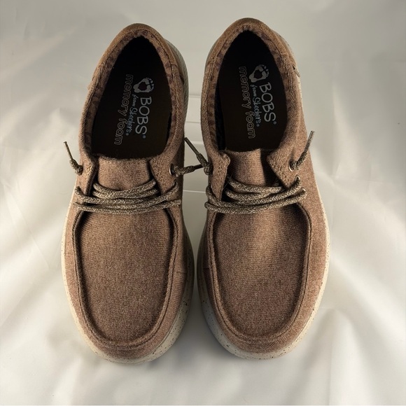 Skechers BOBS Memory Foam Brown Canvas Sneakers Women’s 7 - Picture 2 of 9